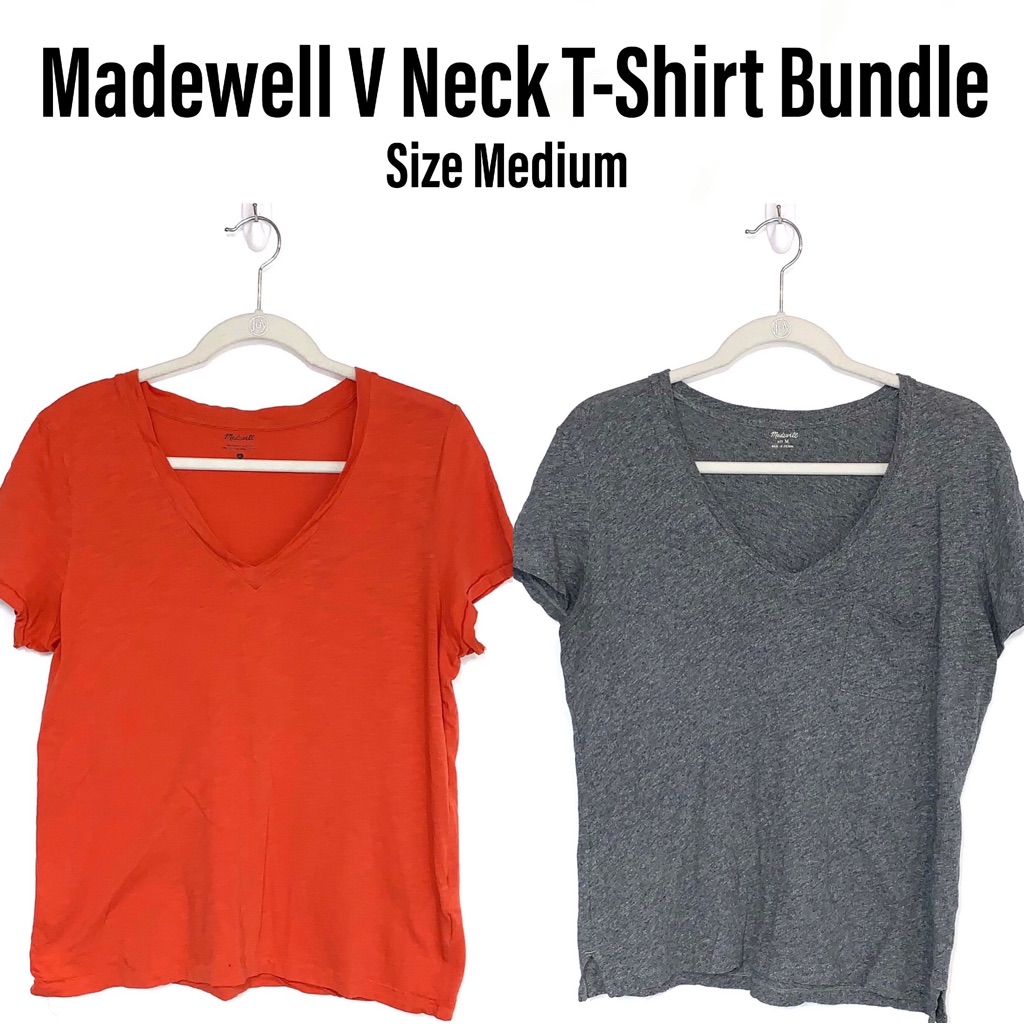 Madewell V Neck Short Sleeve Tee Bundle Gray And Orange Women’s Size Medium